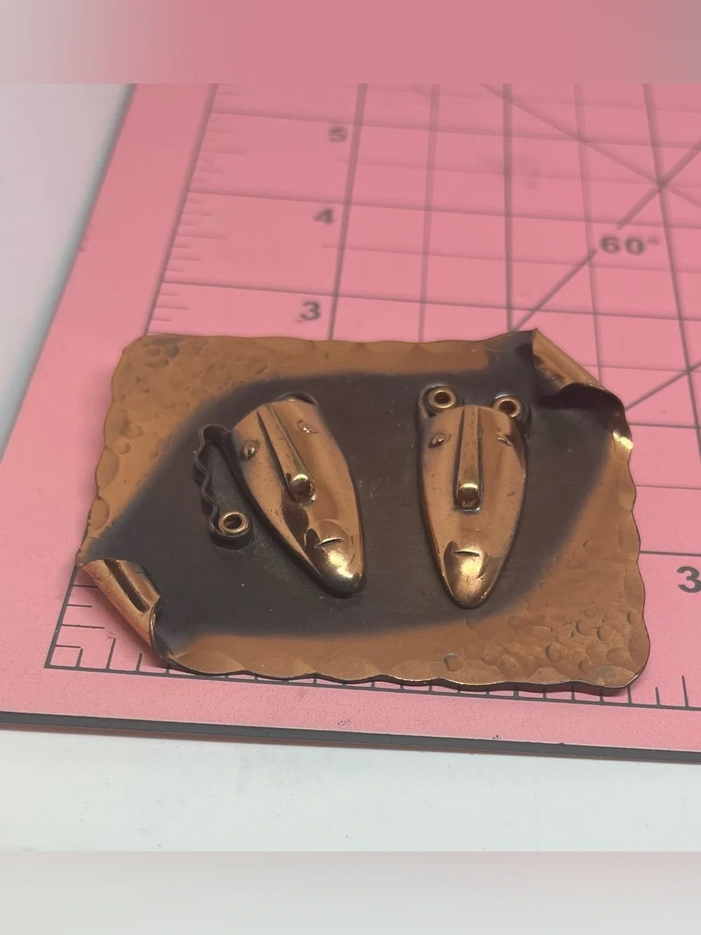 Vintage Modernist Rebajes Copper Brooch